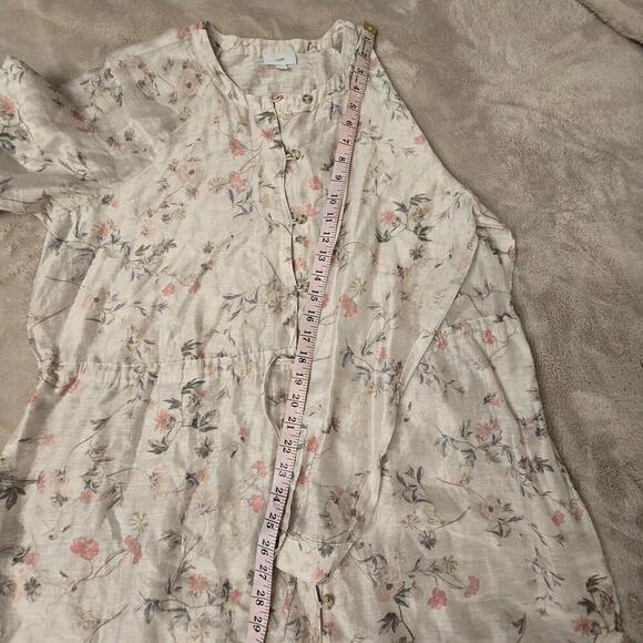 New Women’s J.Jill button long sleeve peach floral Linen tunic blouse top size L - Picture 9 of 9